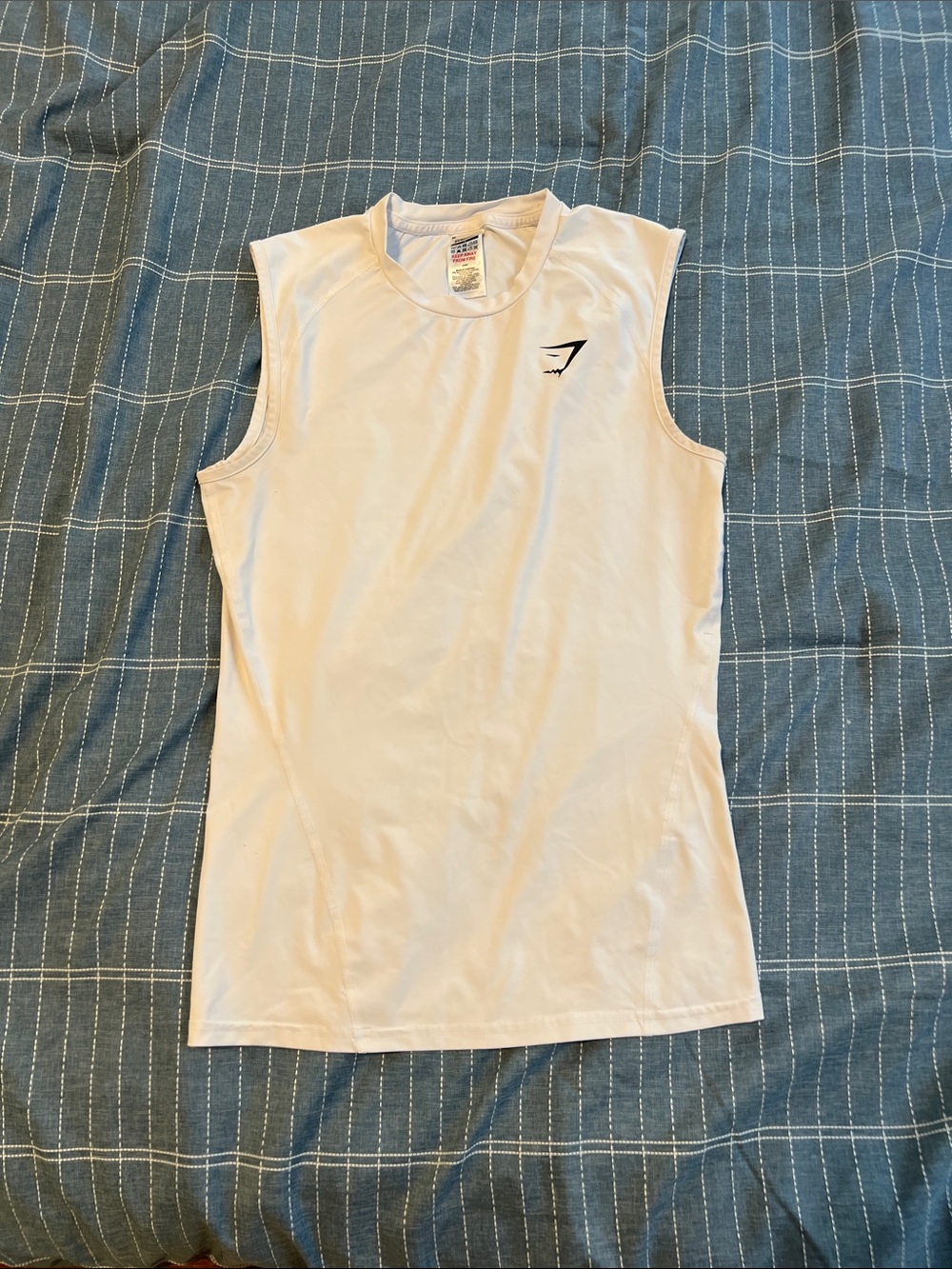 Gymshark White Sleeveless Tank Top with Black Logo